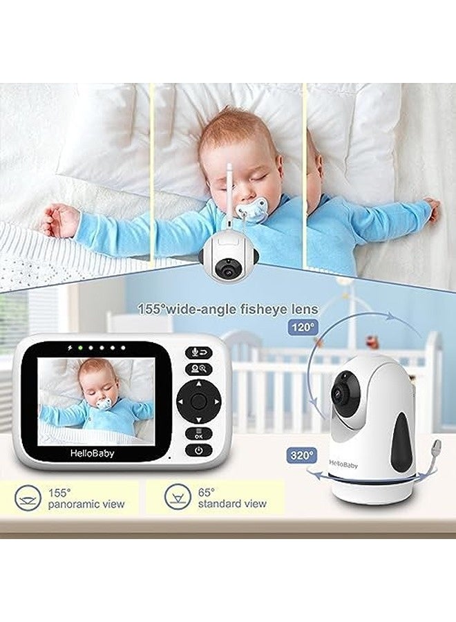 Hellobaby Baby Monitor No WiFi, Video Baby Monitor with Camera & Audio, 3.2" IPS Screen, Remote Pan-Tilt-Zoom, Night Vision, 1000ft Range, 2-Way Talk, ECO Mode, Temperature Display - Image 4
