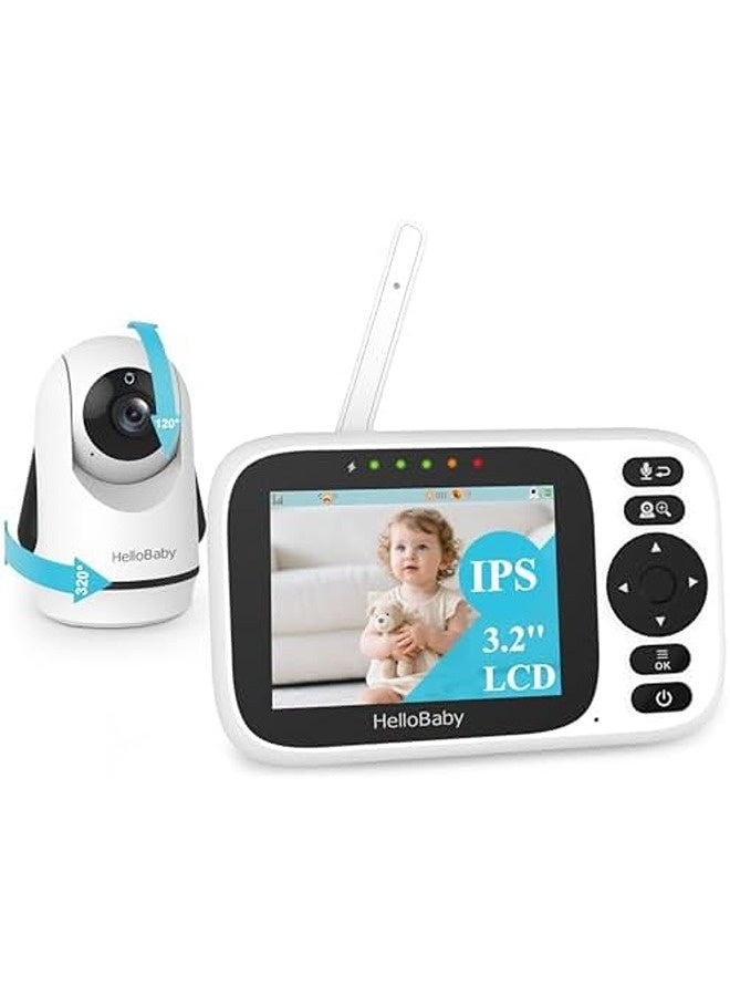 Hellobaby Baby Monitor No WiFi, Video Baby Monitor with Camera & Audio, 3.2" IPS Screen, Remote Pan-Tilt-Zoom, Night Vision, 1000ft Range, 2-Way Talk, ECO Mode, Temperature Display - Image 1