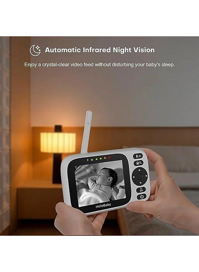 Hellobaby Baby Monitor No WiFi, Video Baby Monitor with Camera & Audio, 3.2" IPS Screen, Remote Pan-Tilt-Zoom, Night Vision, 1000ft Range, 2-Way Talk, ECO Mode, Temperature Display - Image 3