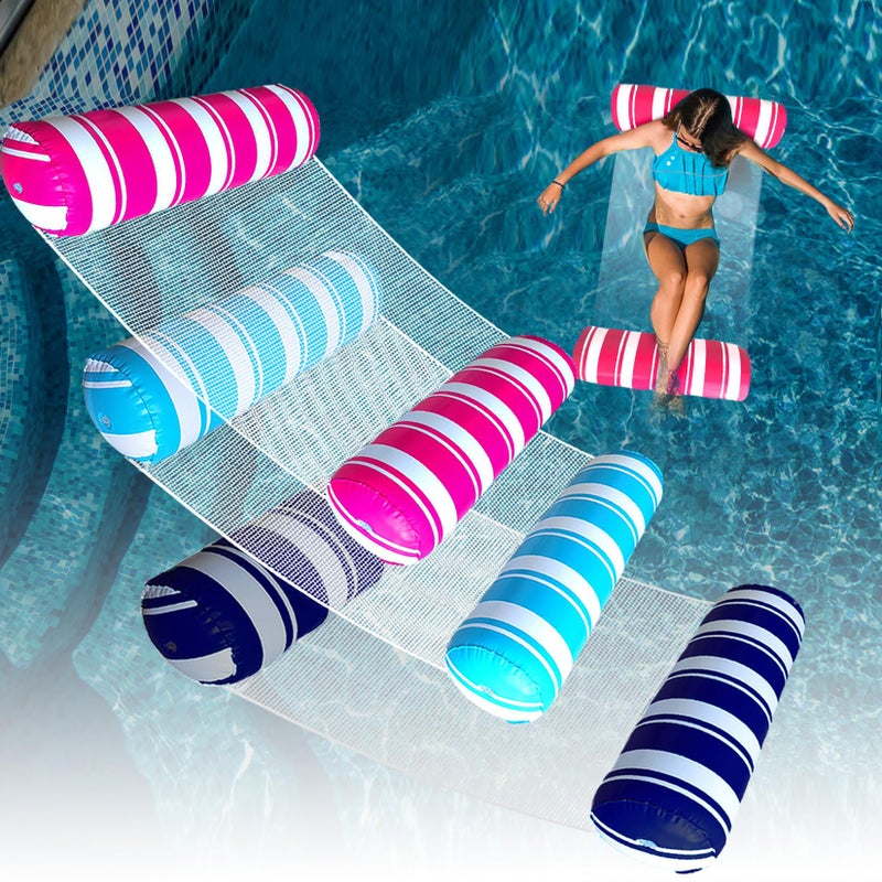 Annil 3 Pack Inflatable Pool Floats Adult Size Water Hammock,Floats for Swimming Pool,4-in-1 Multi-Purpose Pool Floating Toys,Pool Rafts Lounge Chairs Floaties,for Adults Vacation Fun and Rest - Image 1