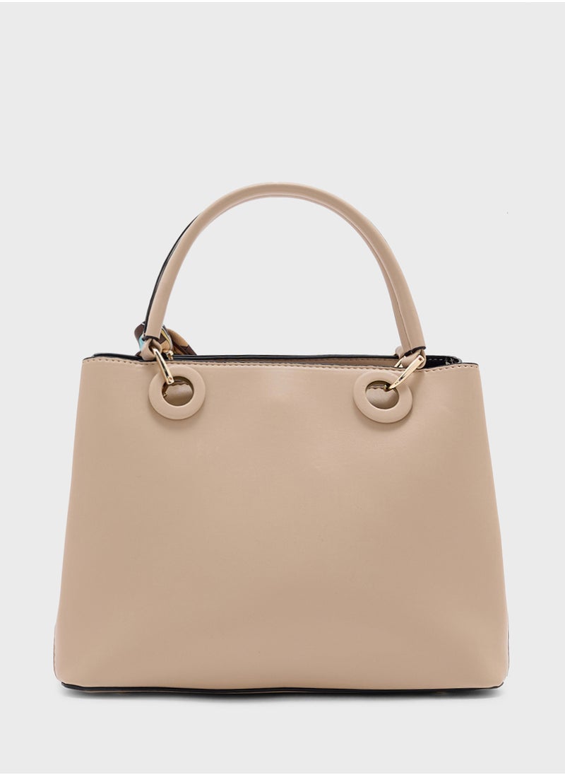 ELLA Color Block Satchel With Scarf  - Image 2