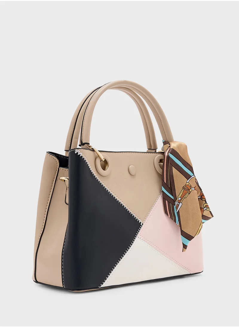 ايلا Color Block Satchel With Scarf