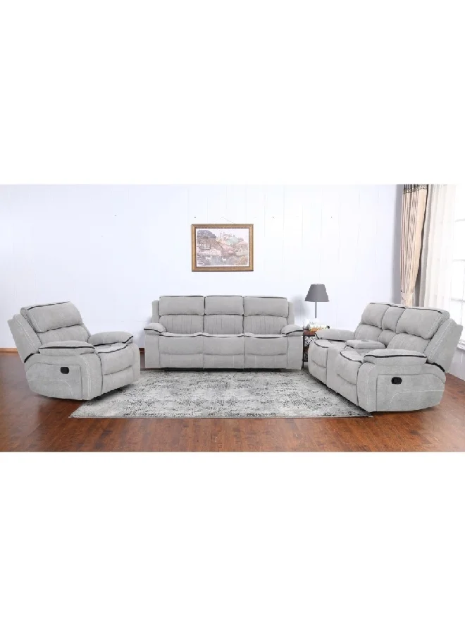 Micasa 3-Piece 6-Seater Elegant And Modern Design Manual Recliner Sofa Set Cream 150.254 X 150.254 X 150.254 Cm Rr5475Af Cr