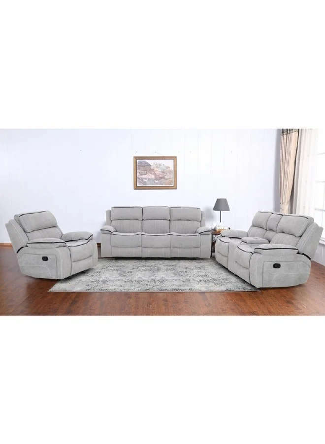 Micasa 3-Piece 6-Seater Elegant and Modern Design Manual Recliner Sofa Set Cream 150.254 x 150.254 x 150.254 cm RR5475AF CR