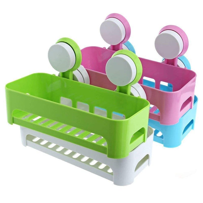 Foniros Suction Cup Bathroom Shelf Holder Shampoo Cosmetics Organizer Two Suckers Practical Bathroom Kitchen Storage Rack - Image 3