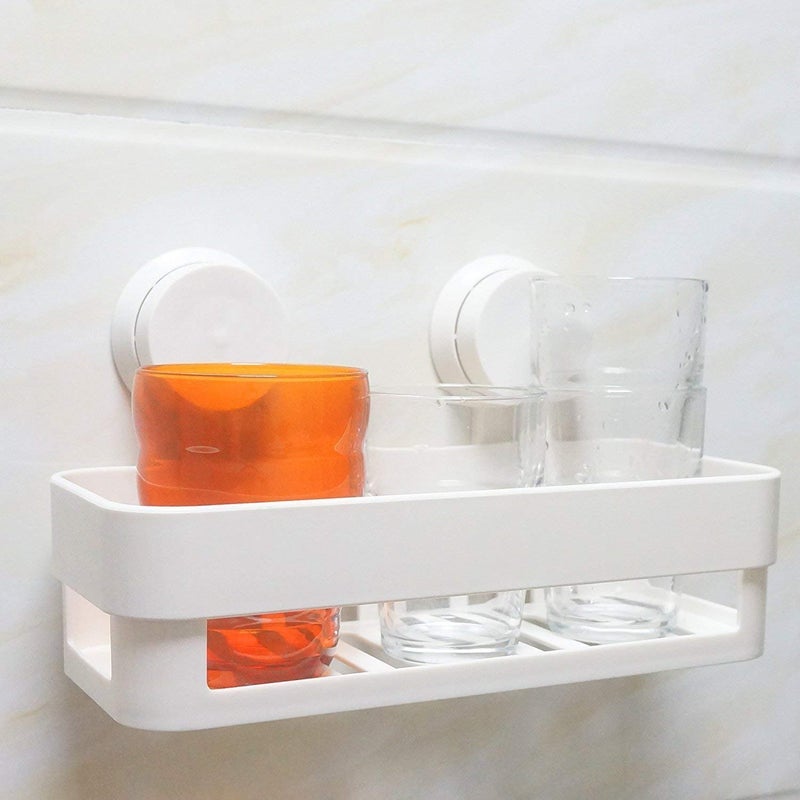 Foniros Suction Cup Bathroom Shelf Holder Shampoo Cosmetics Organizer Two Suckers Practical Bathroom Kitchen Storage Rack - Image 5