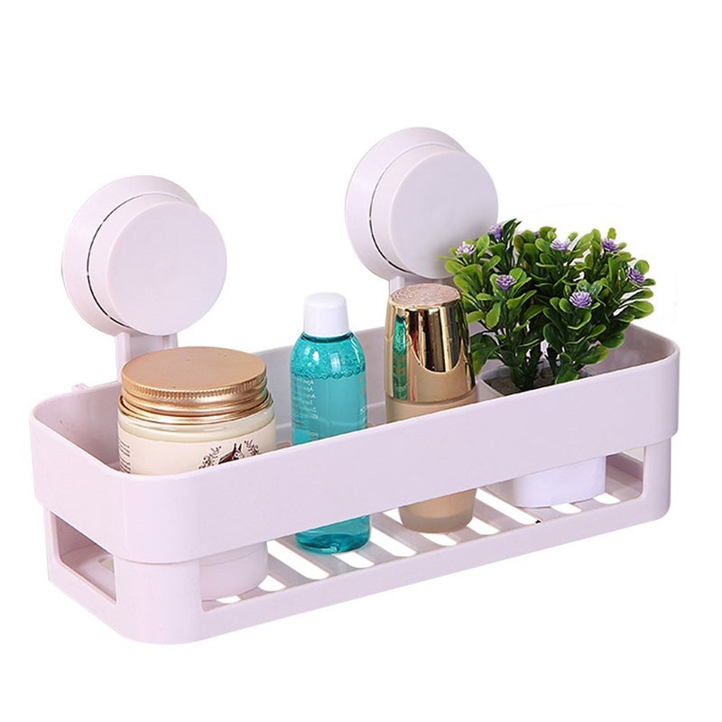 Foniros Suction Cup Bathroom Shelf Holder Shampoo Cosmetics Organizer Two Suckers Practical Bathroom Kitchen Storage Rack - Image 1