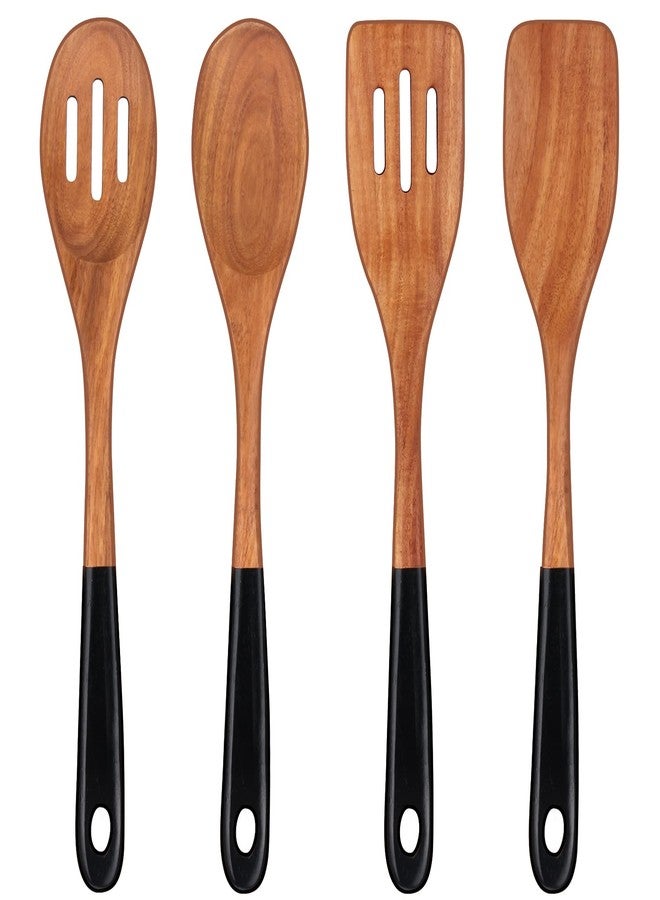 Renawe 14 Inch Large Wooden Spoons for Cooking Utensils Set Acacia Wood Spatula Slotted Spoon Best Non Toxic Kitchen Utensil Long Mixing Spoon Spatulas Turner Stirring Serving Spoons Kitchen Use Tools - Image 1