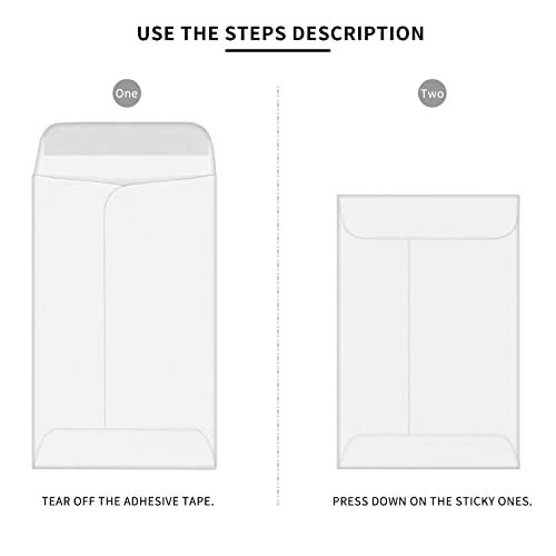 Xxcxpark 500 PCS #3 Coin Envelopes, 2-1/2'' x 4-1/4'' inches White Kraft Envelopes Classic Small Parts Envelopes with Self Adhesive Gummed Flap for Coins, Cash, Credit Cards, Seeds - Image 5