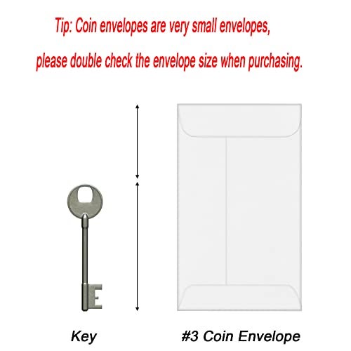 Xxcxpark 500 PCS #3 Coin Envelopes, 2-1/2'' x 4-1/4'' inches White Kraft Envelopes Classic Small Parts Envelopes with Self Adhesive Gummed Flap for Coins, Cash, Credit Cards, Seeds - Image 2