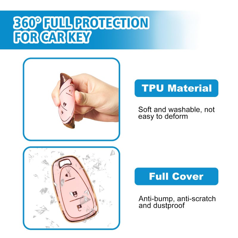 Rislobx 3 Button Key Fob Cover for Chevy, TPU Key Fob Case Compatible with 2016 2017 2018 2019 2020 2021 2022 Spark Traverse Equinox, for 2018 2019 2020 Chevy Trax (Sakura Pink) - Image 5
