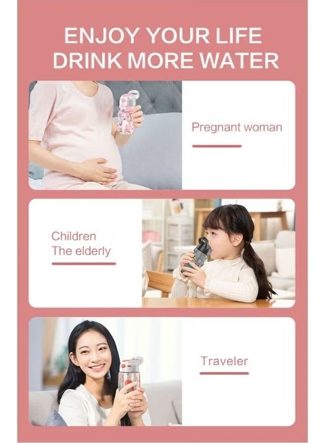 JEKO Kids Tritan Water Bottle with Straw – Unicorn Print, Leak-Proof Flip Top, BPA-Free, 450ml Pink - Image 5