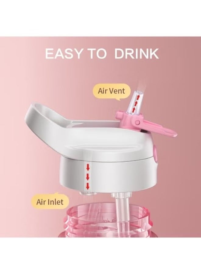 JEKO Kids Tritan Water Bottle with Straw – Unicorn Print, Leak-Proof Flip Top, BPA-Free, 450ml Pink - Image 4