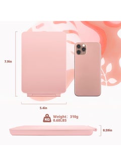 YQbest Travel Vanity Mirror - Rechargeable, 10X Magnifying LED Makeup Mirror, 3-Color Lighting, Dimmable Touch Screen, Foldable Tabletop Cosmetic Mirror, Pink  - Image 5