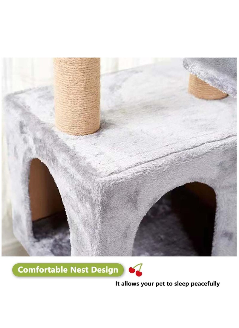 Alissa - Cat Tree Cat Tower Kitten Condo House with Scratching Posts Hammock Cat Furniture 130cm for Large Cat Pet Hammock Basket Cat Bed easy to Assemgbly (Grey) - Image 1
