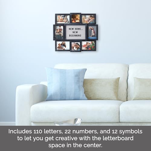 MELANNCO Collage Picture Frame with Letter Board, 8 Opening Photo Display for 4x6 and 4x4 Photos, 19 x 17 Inch Wall Decor with 144 Changeable Letters, Numbers and Symbols, Distressed Black - Image 3