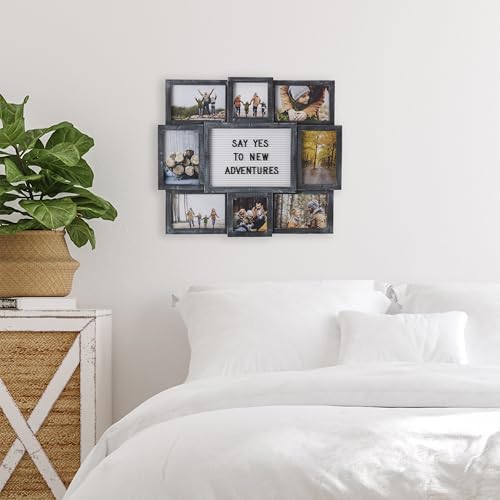 MELANNCO Collage Picture Frame with Letter Board, 8 Opening Photo Display for 4x6 and 4x4 Photos, 19 x 17 Inch Wall Decor with 144 Changeable Letters, Numbers and Symbols, Distressed Black - Image 4