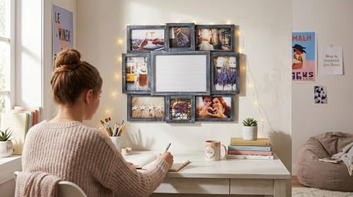 MELANNCO Collage Picture Frame with Letter Board, 8 Opening Photo Display for 4x6 and 4x4 Photos, 19 x 17 Inch Wall Decor with 144 Changeable Letters, Numbers and Symbols, Distressed Black - Image 5