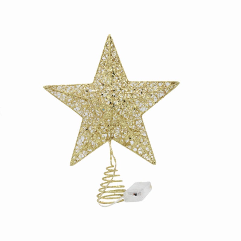 Christmas Tree Topper, Gold Christmas Tree Star with 15 LED Lights, 10" Lighted Double-Sided Hollow Star Tree Topper, Christmas Decorations for Trees, Christmas Tree Ornament, Party Decoration - Image 2
