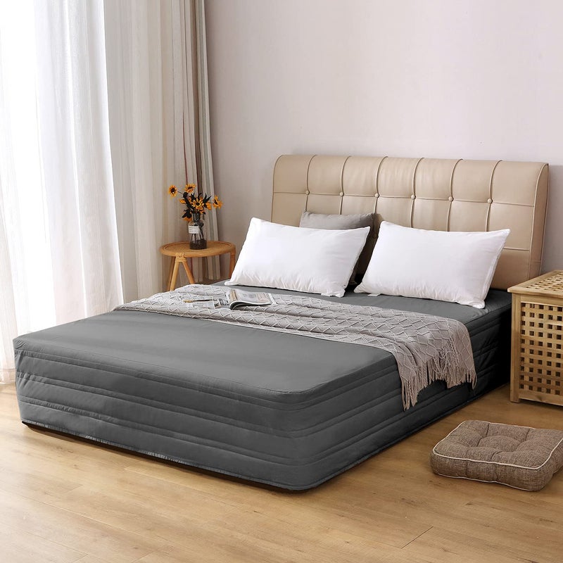 تنورة سرير مبطن ماركيز مع 14 بوصة قطرة قطرة كينج بحجم السرير تنورة 14 بوصة إسقاط الفحم الكشكش لينة