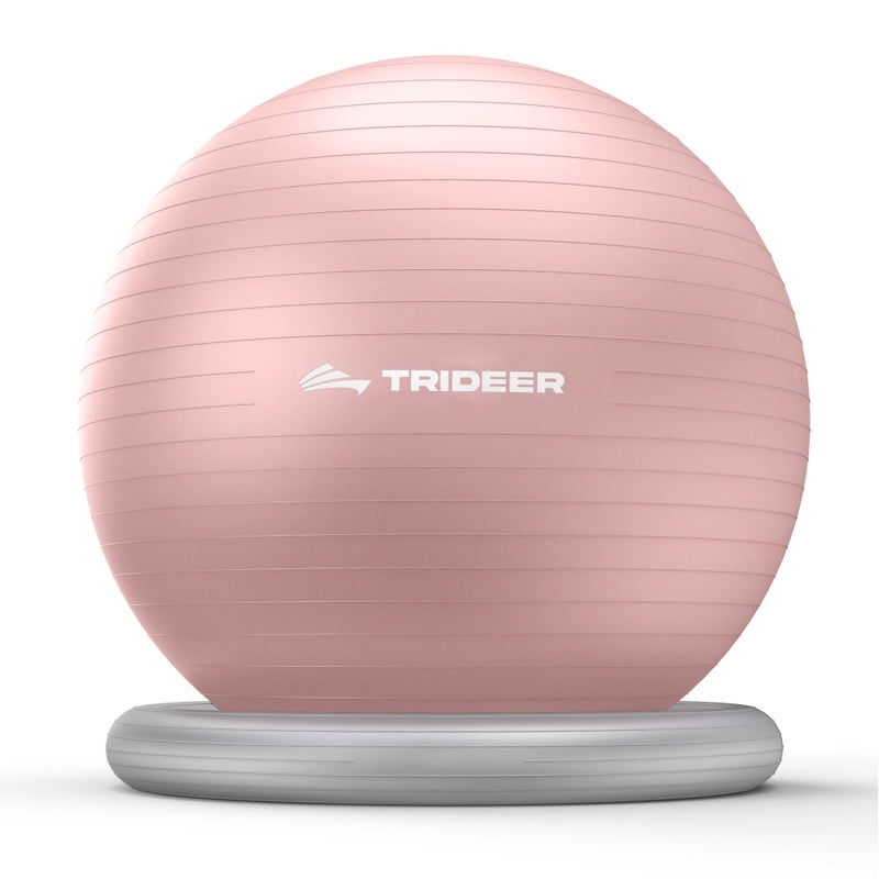 Trideer Exercise Ball for Office Desk, Yoga Ball Chair to Relieve Back Pain, Stability & Fitness Ball Seat with Base, Home Gym Core Workout, Abs, Stretching & Therapy - Image 1