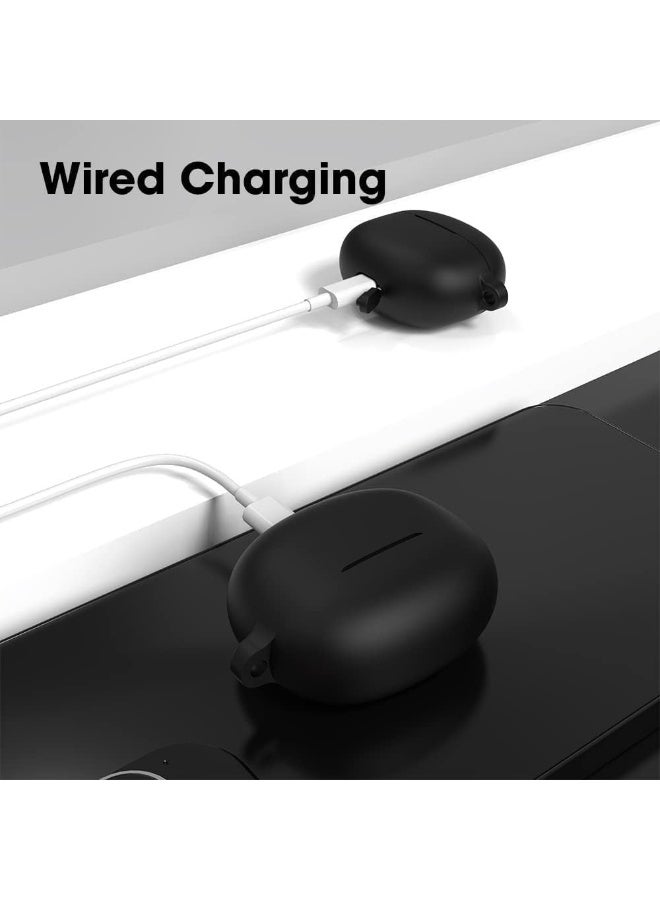 Silicone Case Compatible with Realme Buds T110 Earbuds – Soft Silicone Protective Cover, Shockproof Sleeve with Carabiner, Durable Anti-Scratch Skin (Black) - Image 3