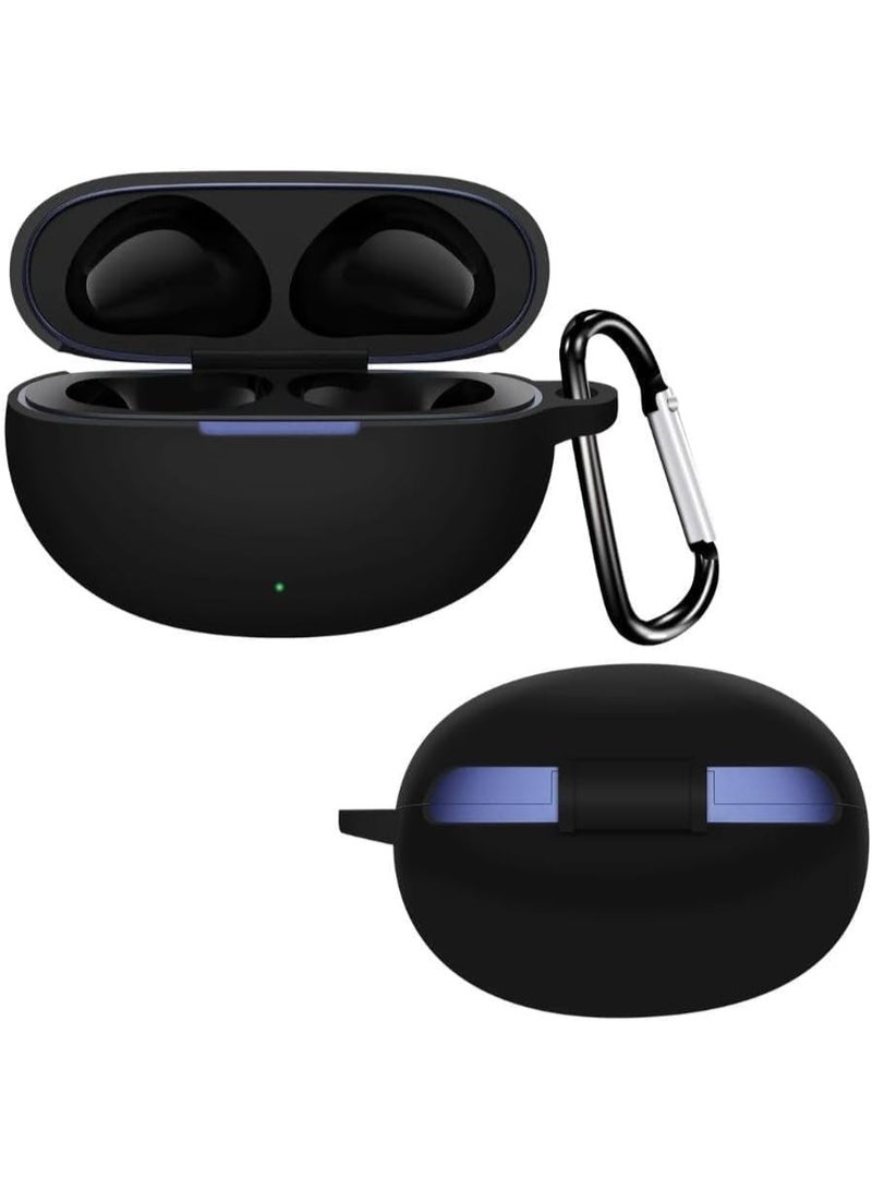 Silicone Case Compatible with Realme Buds T110 Earbuds – Soft Silicone Protective Cover, Shockproof Sleeve with Carabiner, Durable Anti-Scratch Skin (Black) - Image 1