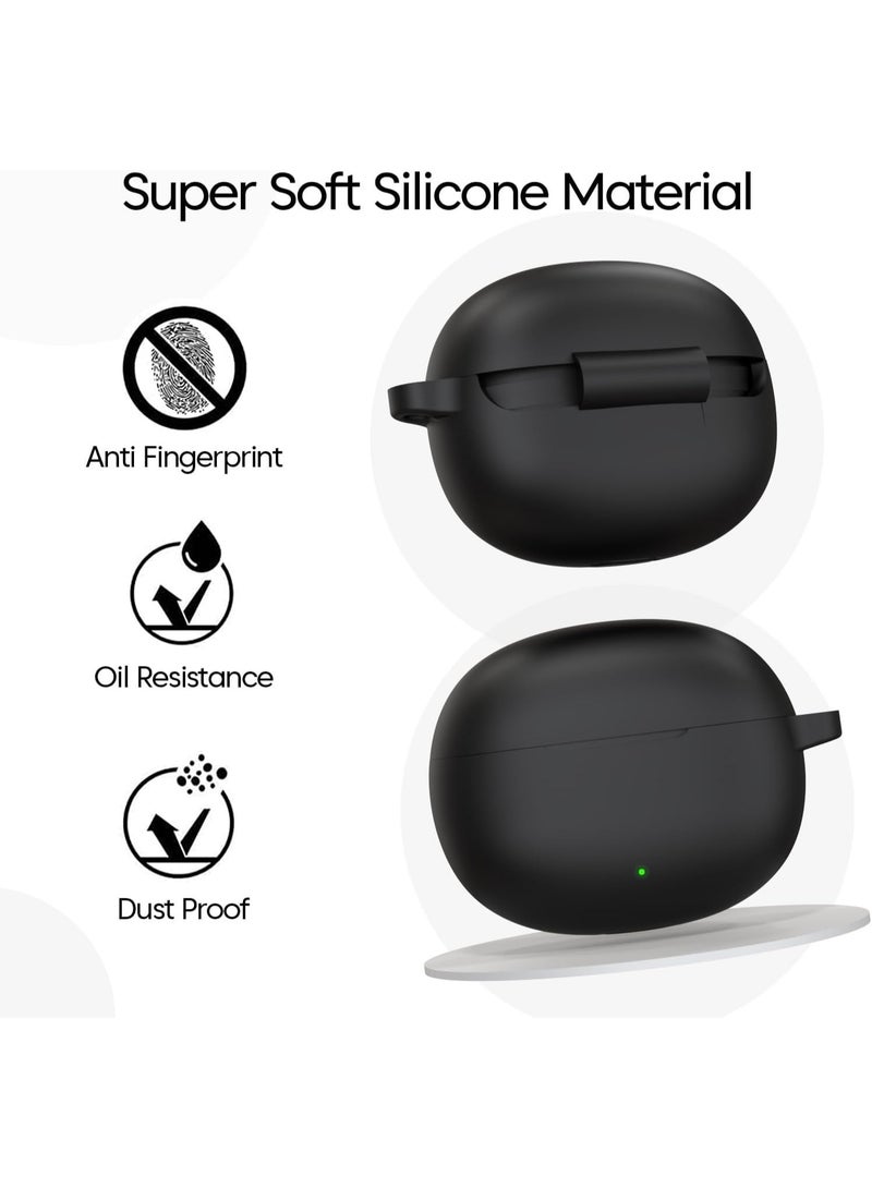 Silicone Case Compatible with Realme Buds T110 Earbuds – Soft Silicone Protective Cover, Shockproof Sleeve with Carabiner, Durable Anti-Scratch Skin (Black) - Image 5