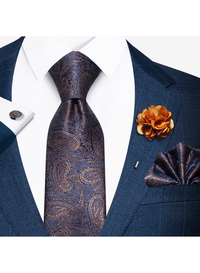 Men's Business Senior Tie Formal Business Pocket Square Tie Set 8cm