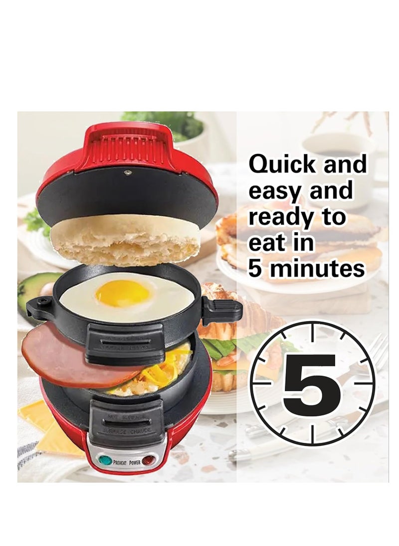 RAF - Breakfast Sandwich Maker, Nonstick Electric burger Maker Machine Double Sided Heating Time Saving Fast Panini Maker Easy To Clean for Make Egg - Image 1