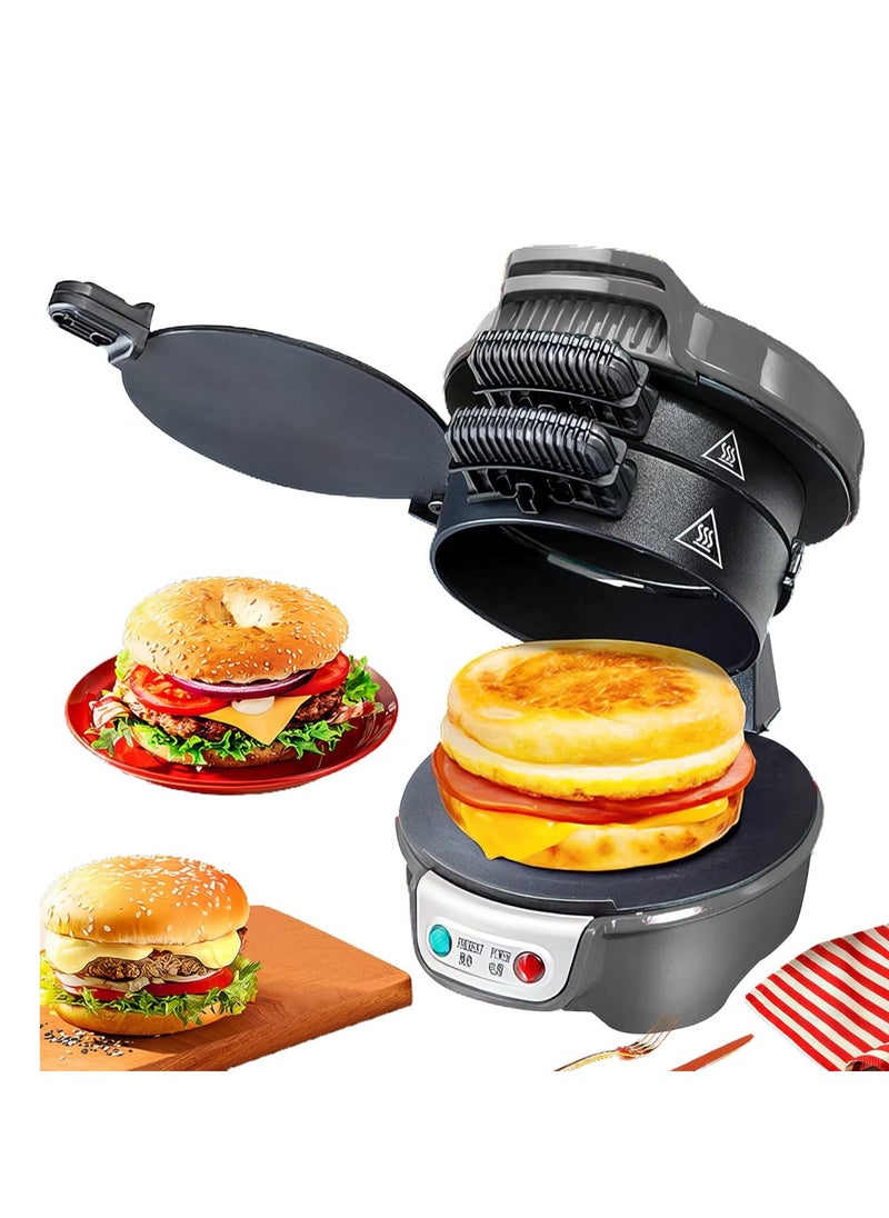RAF - Breakfast Sandwich Maker, Nonstick Electric burger Maker Machine Double Sided Heating Time Saving Fast Panini Maker Easy To Clean for Make Egg - Image 1