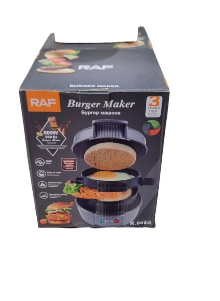 RAF - Breakfast Sandwich Maker, Nonstick Electric burger Maker Machine Double Sided Heating Time Saving Fast Panini Maker Easy To Clean for Make Egg - Image 1