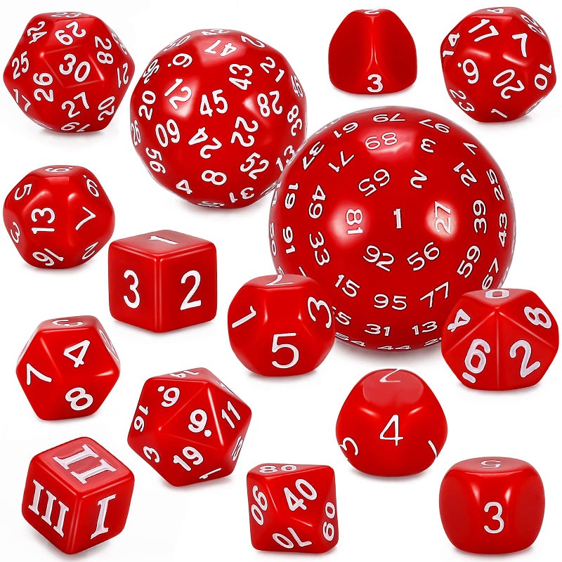 CiaraQ DND Polyhedral Dice Set 15pcs D4D100 Game Dice with Dice Bag for Dungeons and Dragons Role Playing Table Games Red White - Image 3