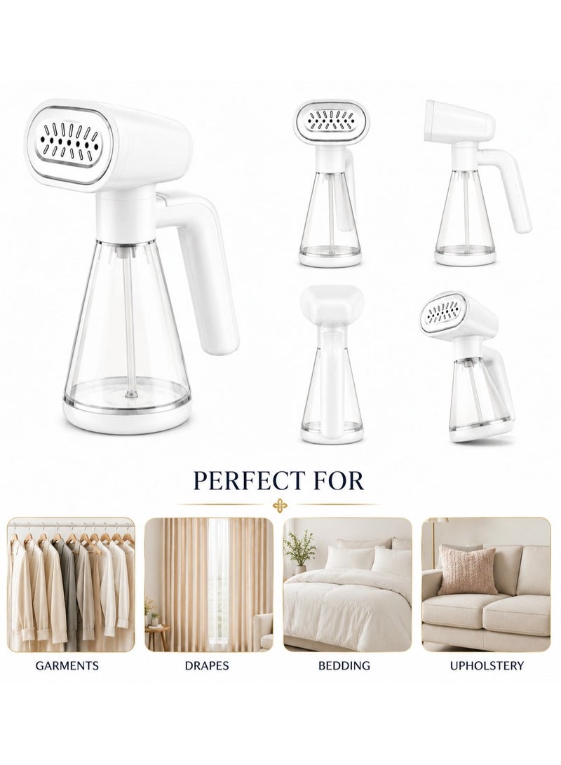 jaexest Handheld Garment Steamer for Clothes, Powerful Portable Clothes Steamer with Fast Heat-Up, Continuous Steam, Large Water Tank, Lightweight Travel Steamer, Safe for All Fabrics, Home & Travel Use - White - Image 2