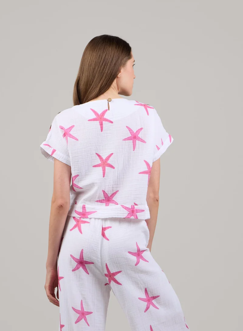 Just Nature White Short Sleeve Crop Top for Women | Best Price UAE