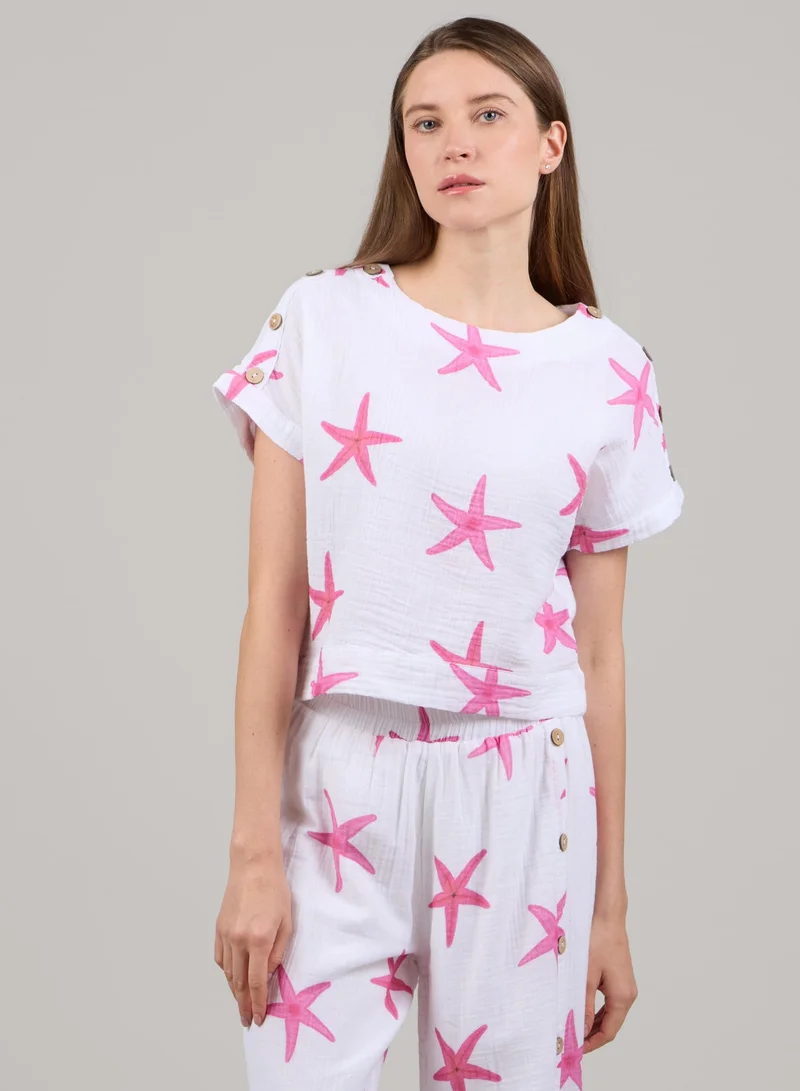 Just Nature White Short Sleeve Crop Top for Women | Best Price UAE