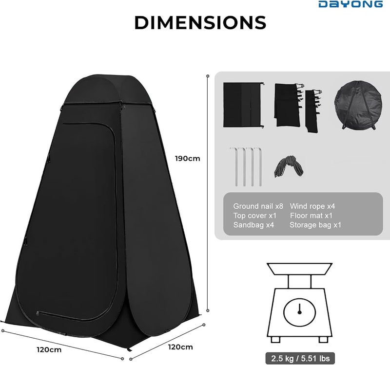 DAYONG Pop Up Changing Clothes Tent, Outdoor Camping Toilet, Privacy Shower Tent with Carrying Bag for Hiking Beach Picnic Fishing Potty (Dark Green) - Image 2