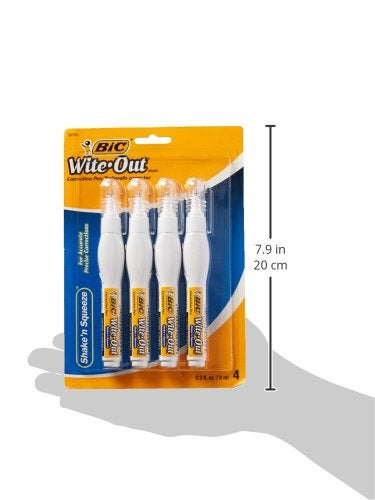 BIC Wite-Out Brand Shake 'n Squeeze Correction Pen, 8 ML Correction Fluid, 4-Count Pack of white Correction Pens, Fast, Clean and Easy to Use Office or School Supplies - Image 3