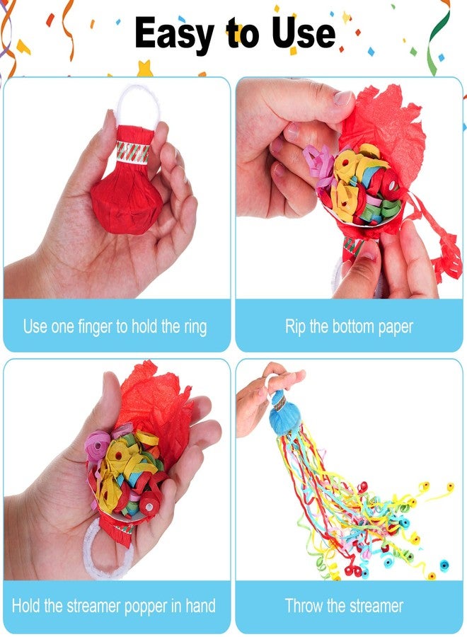 Yymobt 10 Pack Colorful Streamer Poppers, No Mess Confetti Poppers Hand Throw Confetti Streamers Party Popper Paper Crackers for New Year, Birthday, Wedding, Graduation, Party Celebrations - Image 3