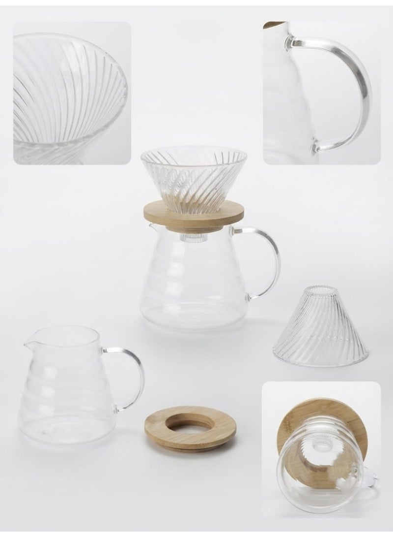 طقم تقطير v60 اّلة قهوة مكونة من قمع زجاجي وسيرفر زجاجي - Image 4