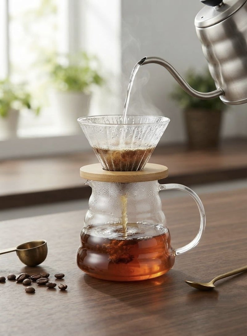 Qahwa Manual V60 Hand Drip Coffee Maker 600ml Set Pack Of 2 - Image 1