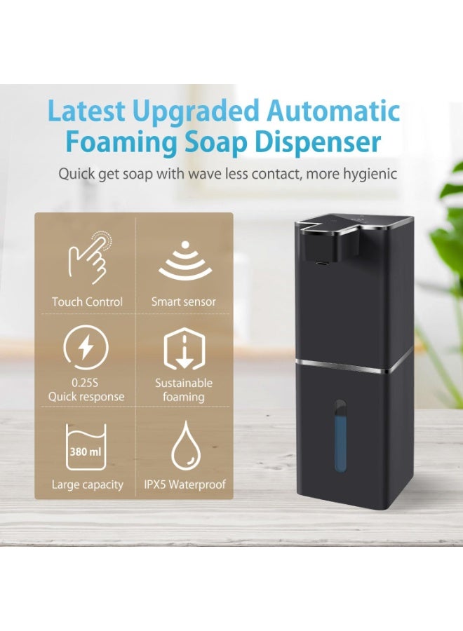 Walpck Automatic Foaming Soap Dispenser Touchless 380ml/12.8oz Rechargeable Hand Soap Dispenser Wall Mounted 4 Levels Adjustable Foam Soap Pump for Bathroom Kitchen Dish Soap - Image 5