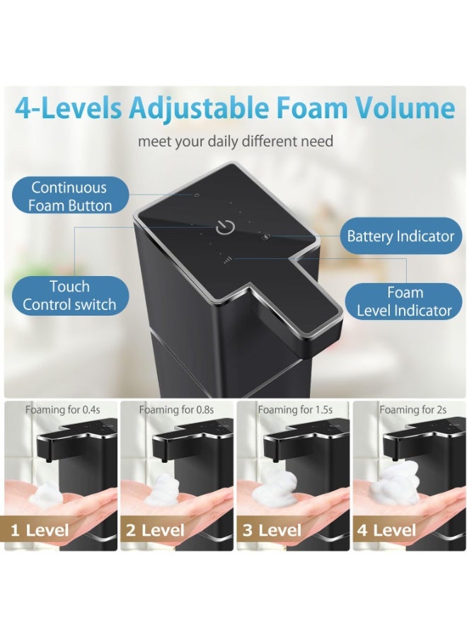 Walpck Automatic Foaming Soap Dispenser Touchless 380ml/12.8oz Rechargeable Hand Soap Dispenser Wall Mounted 4 Levels Adjustable Foam Soap Pump for Bathroom Kitchen Dish Soap - Image 3