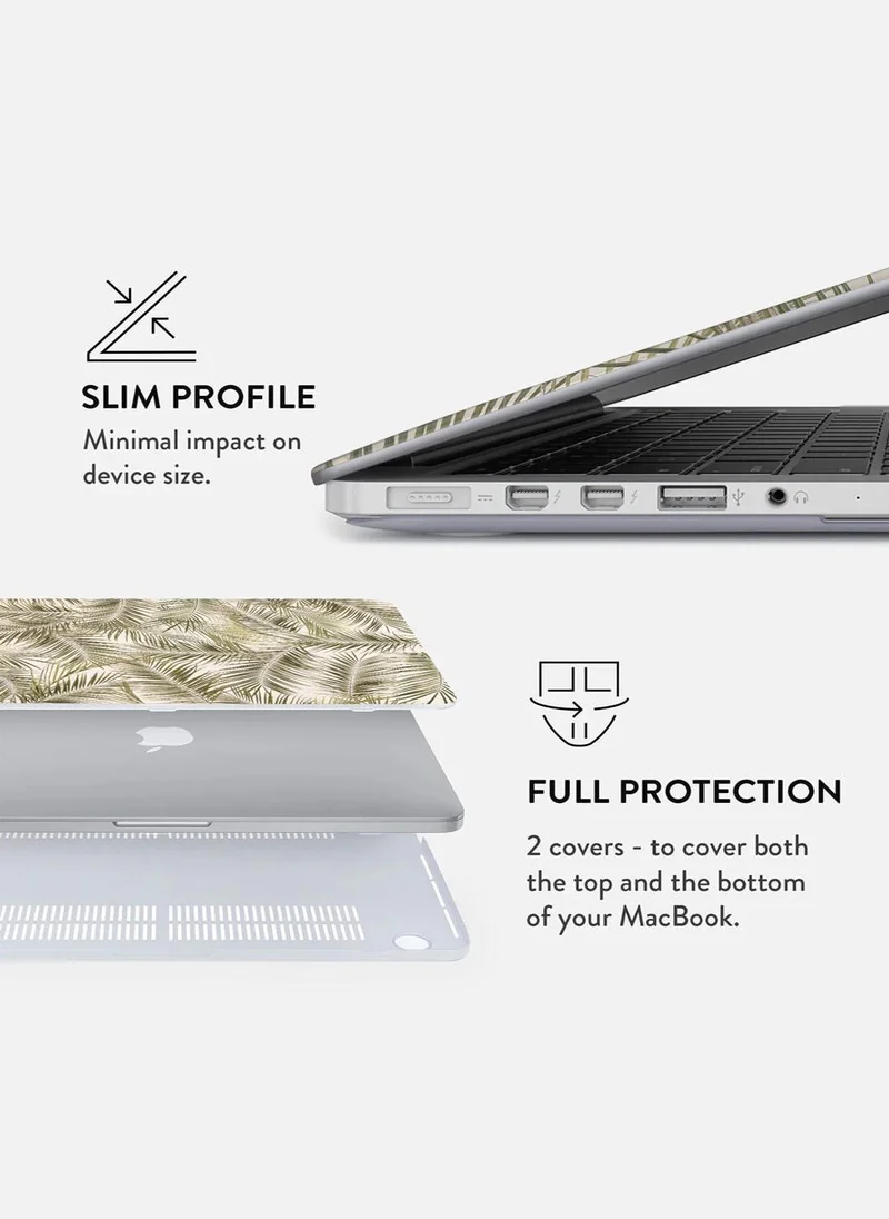 BURGA Protective Premium Hard Case Cover For Apple MacBook Pro 14 Inch Model A2779 with Retina Display Touch ID Printed Design Hard Shell Laptop Case, Green Palm Leaves Leaf Tropical
