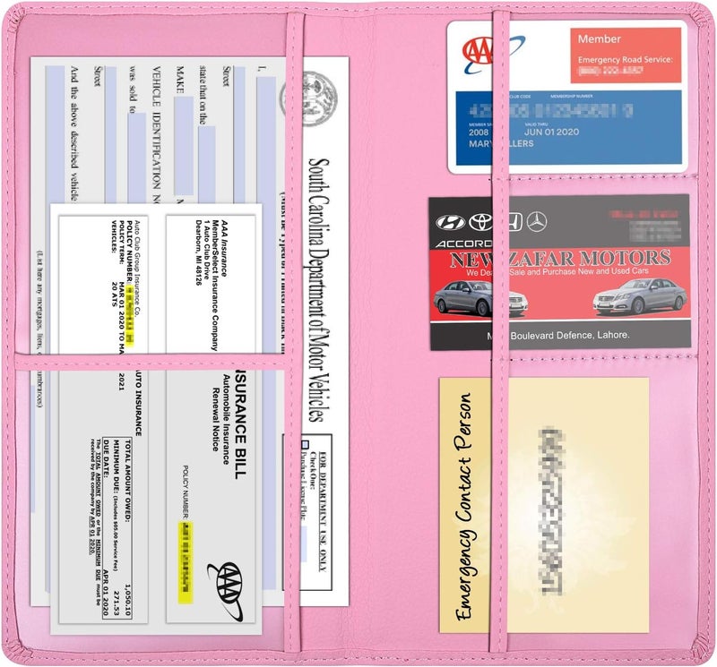 Wisdompro Car Document Holder Organiser, PU Leather Vehicle Insurance and Registration Holders Wallet Case for ID Card, Driving Licence, Key Contact Information Cards - Image 2