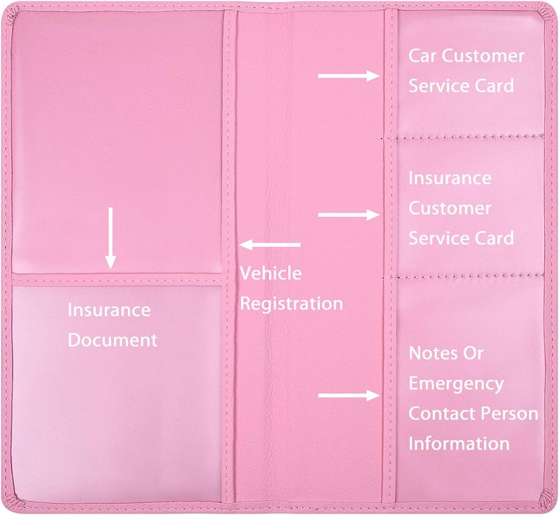 Wisdompro Car Document Holder Organiser, PU Leather Vehicle Insurance and Registration Holders Wallet Case for ID Card, Driving Licence, Key Contact Information Cards - Image 3