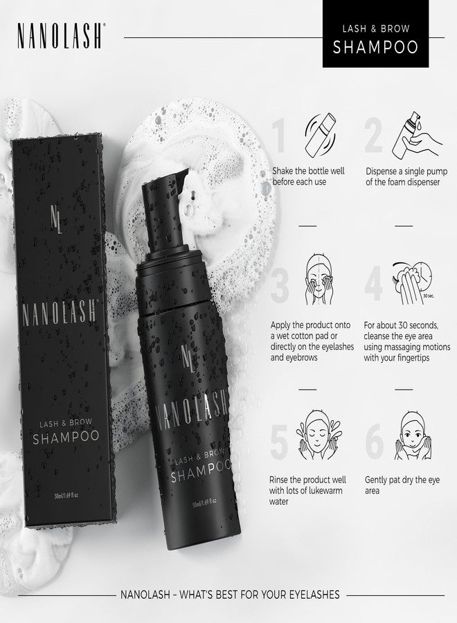 Nanolash Lash & Brow Shampoo 50 ml - cleansing shampoo for eyelashes and eyebrows, eyelash foam, eyelash extension cleanser - Image 5