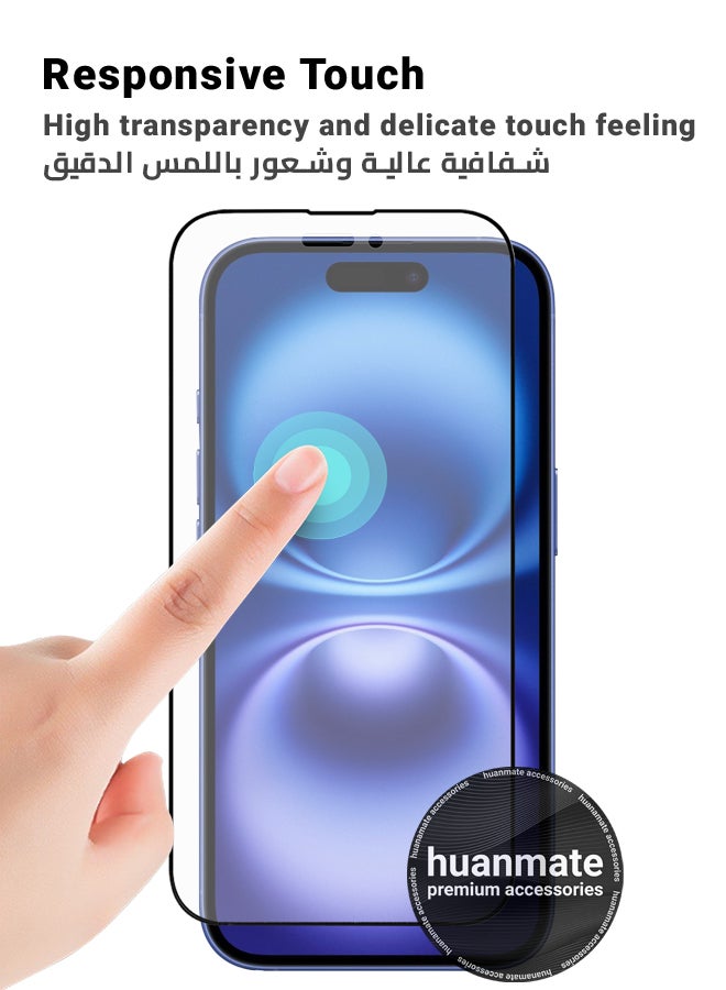 هووانميت واقي شاشة سيراميك غير لامع لهاتف أبل آيفون 16 - مضاد للانفجار، شفافية عالية، ملمس رقيق، حواف مقوسة ناعمة، سهل التركيب، واقي شاشة لهاتف أبل آيفون 16 - Image 5