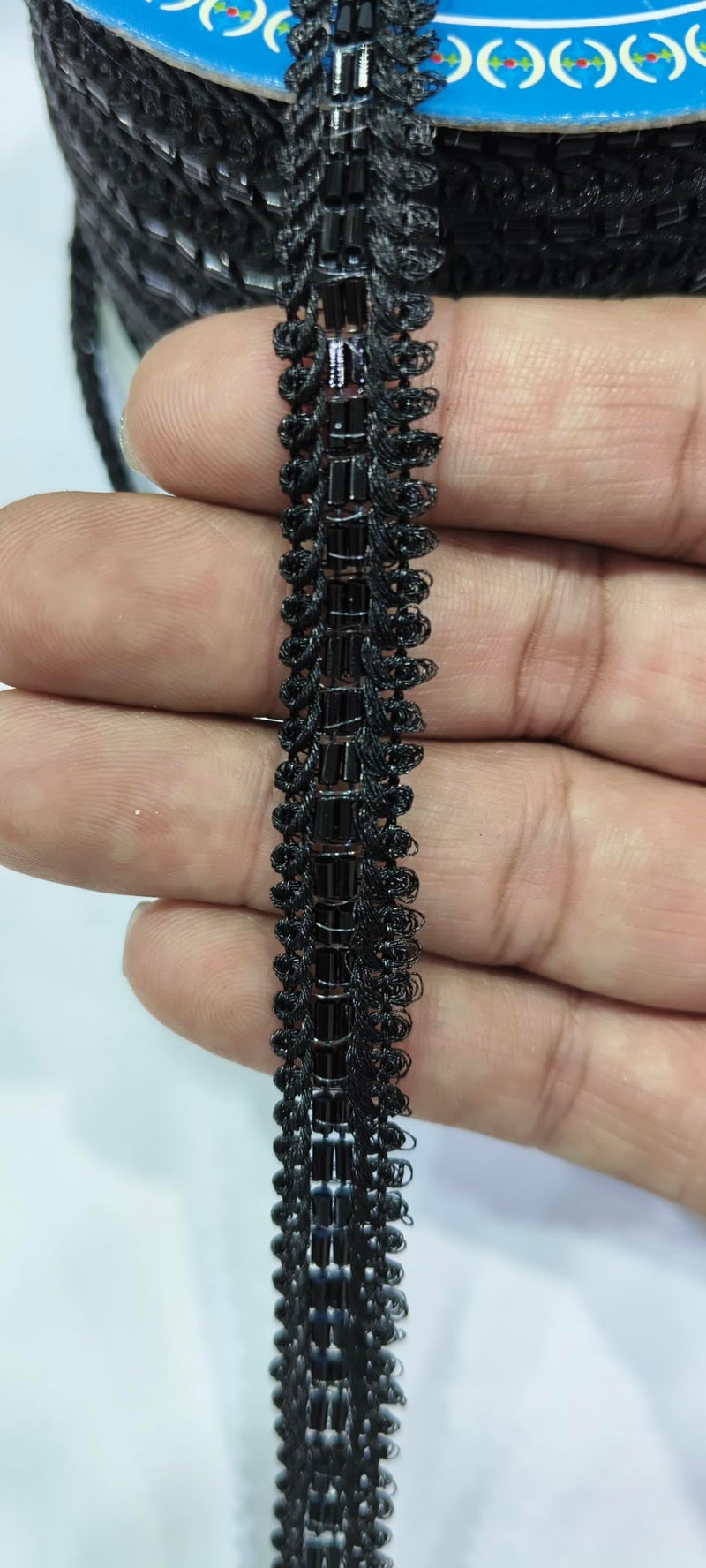 PREMDAS LACES PREMDAS LACE Net Fabric Katdana Nalki Lace for Saree's Border Finetage Pipe Lace for Dresses, Sarees, Lehenga, Suits, Blouses, Dupatta, Chunri and Craft (9meter) (Black) - Image 2