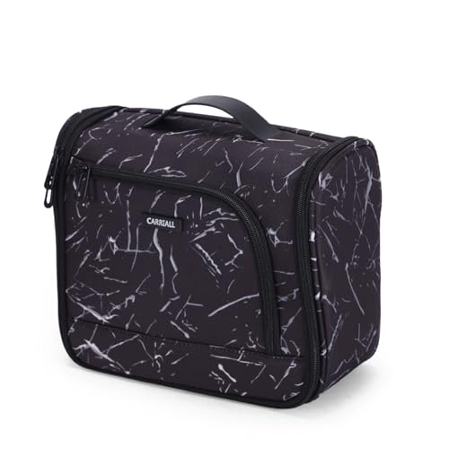 Carriall Toiletry Bag for Men & Women | The Prepp Kit | Hanging Travel Organizer with Hook | Waterproof 6L Wash Bag (Black) - Image 1
